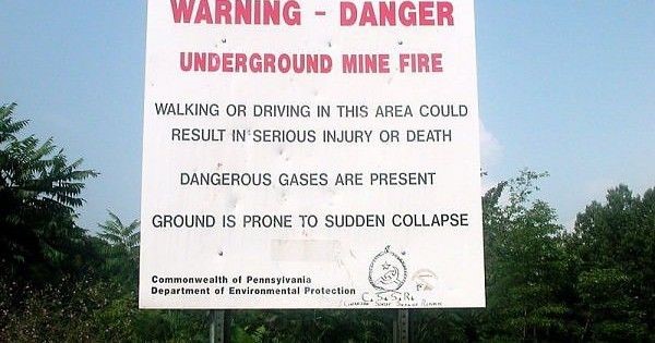 underground mine fire warning sign